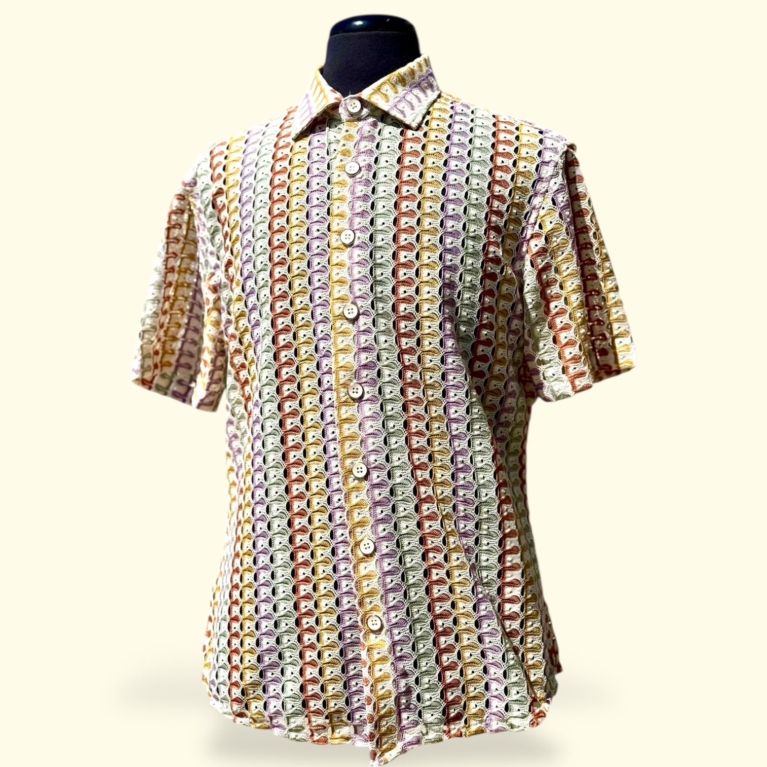 Lanzino "Woven" Short Sleeve Shirt (Tan) 120