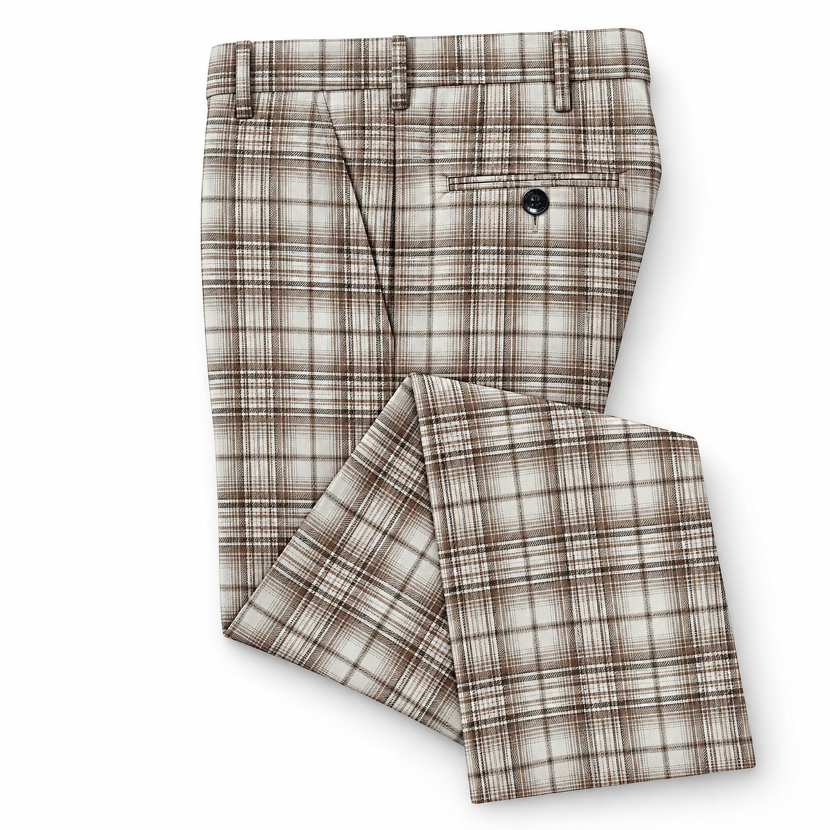 Prestige Men’s Plaid Dress Pants – Oatmeal