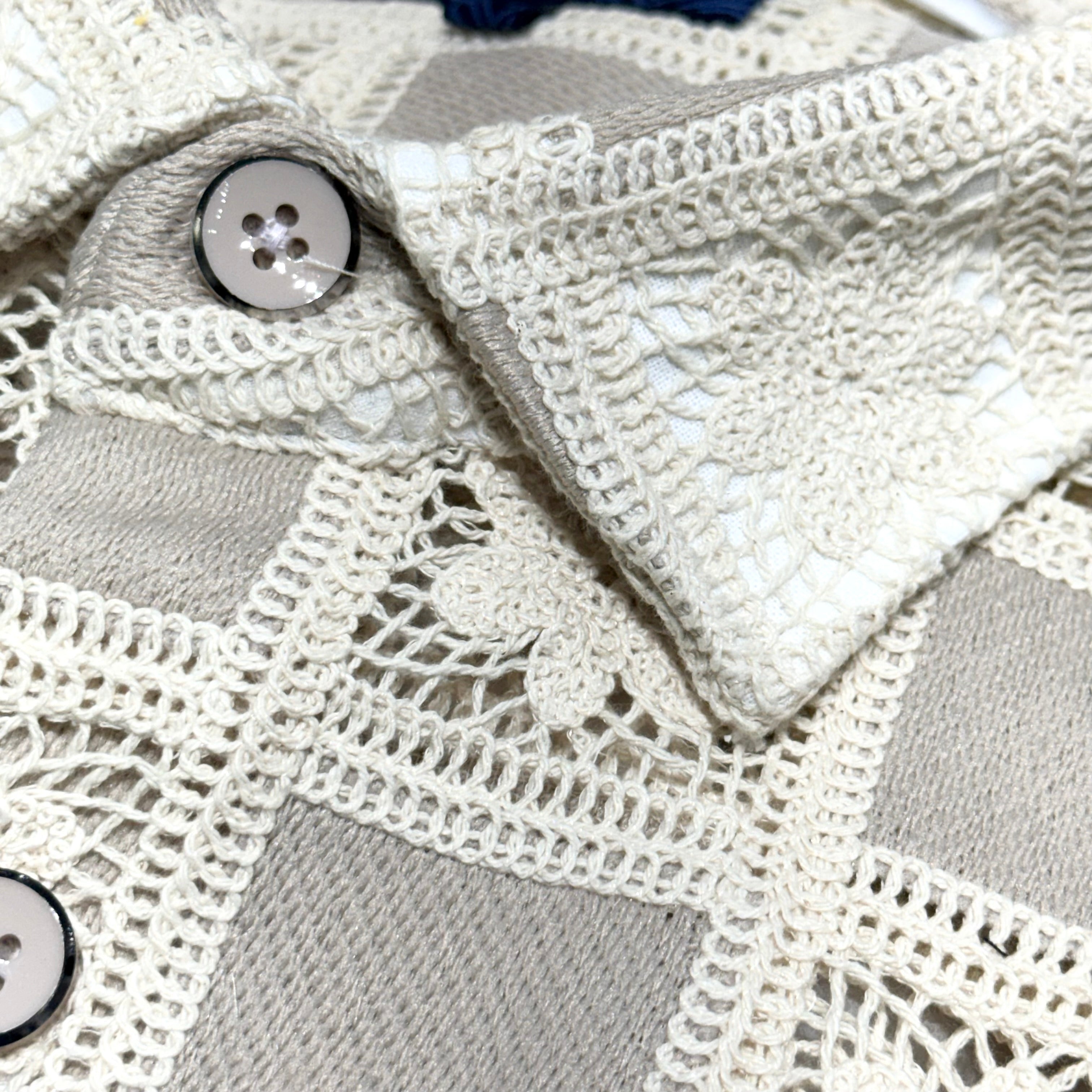 Lanzino Woven Pattern Linen Cotton Shirt - Gray 111