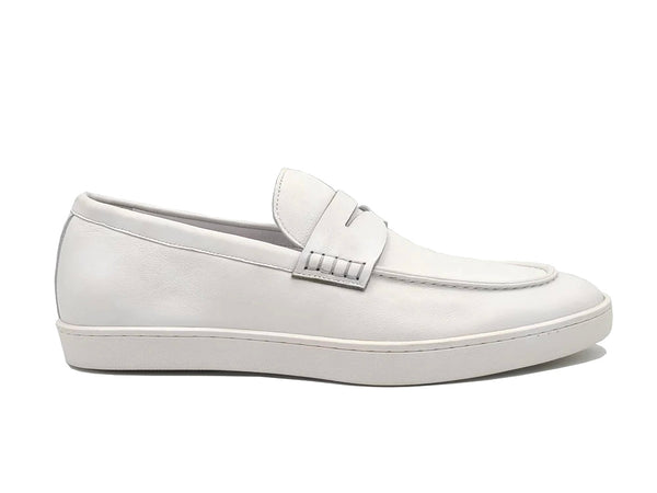 Carrucci Burnished Loafer Sneaker (White)
