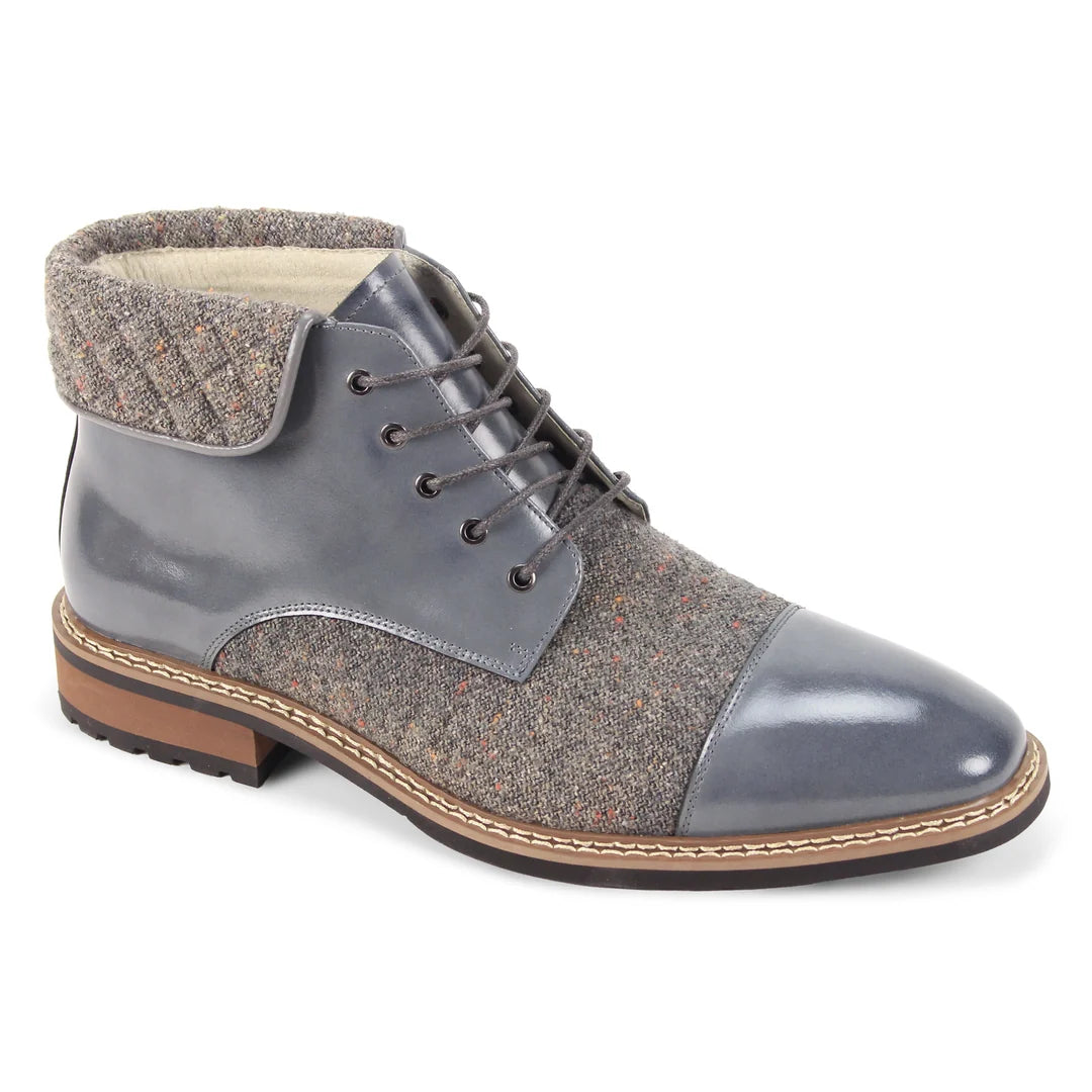 Giovanni Stuart Textured Cap Toe Leather Boots – Gray