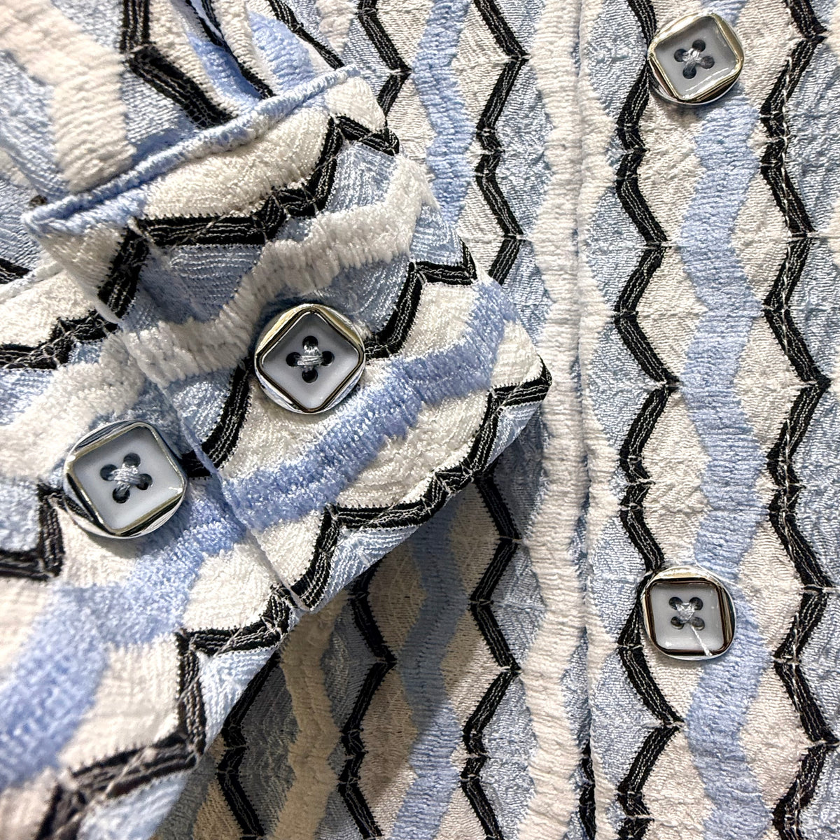 Men’s Lightweight Stretch Button Up Shirt: Blue/White/Black