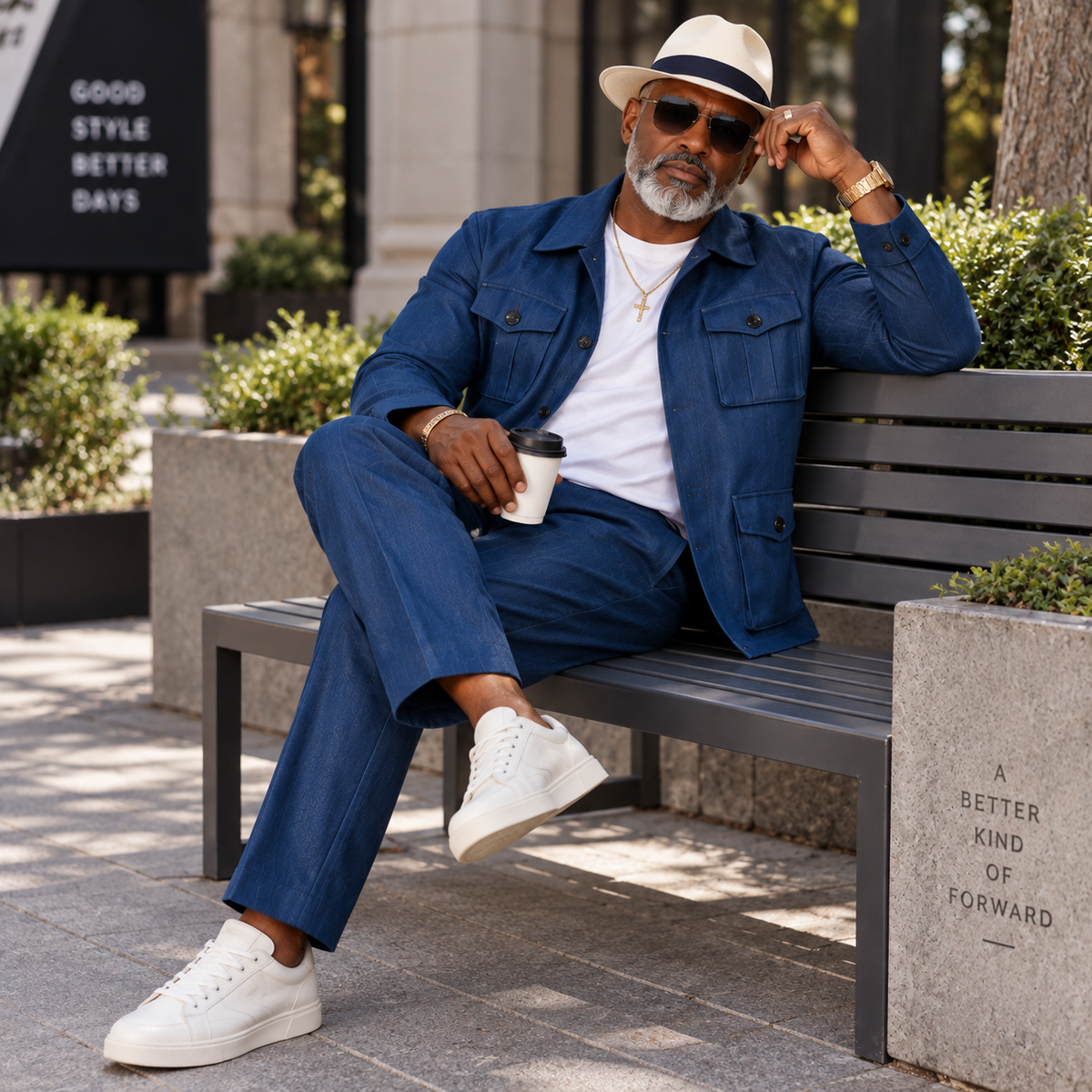 Robert Lewis Safari Jacket & Pant Set - Indigo Blue