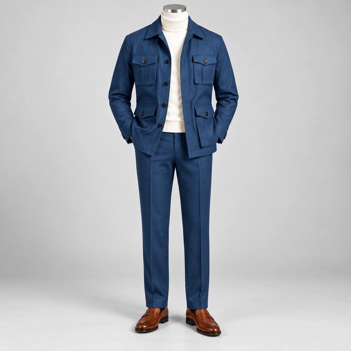 Robert Lewis Safari Jacket & Pant Set - Indigo Blue