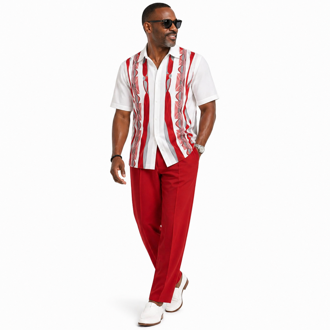 Silversilk Men’s 2-Piece Walking Suit – Knit Set – Red 21017