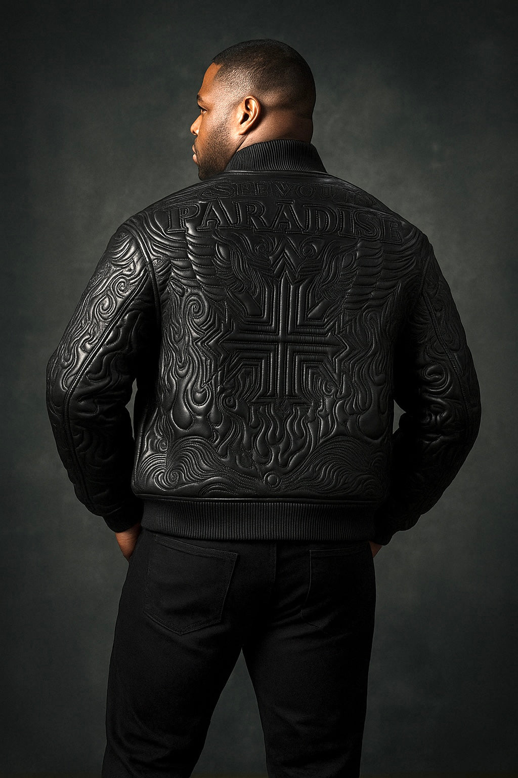 Graphic Bomber Jacket (Black)