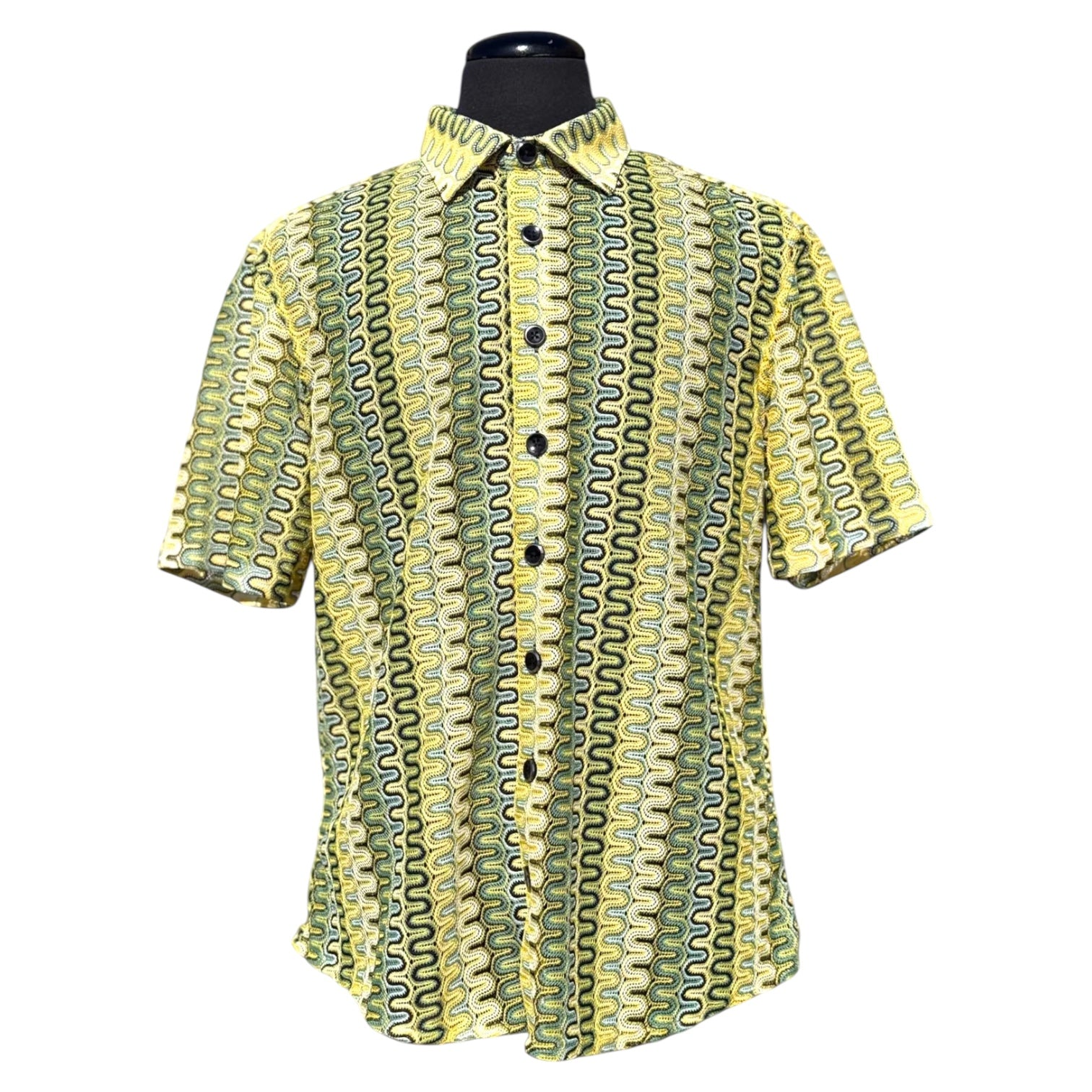 Lanzino "Woven" Short Sleeve Shirt (Green) 102