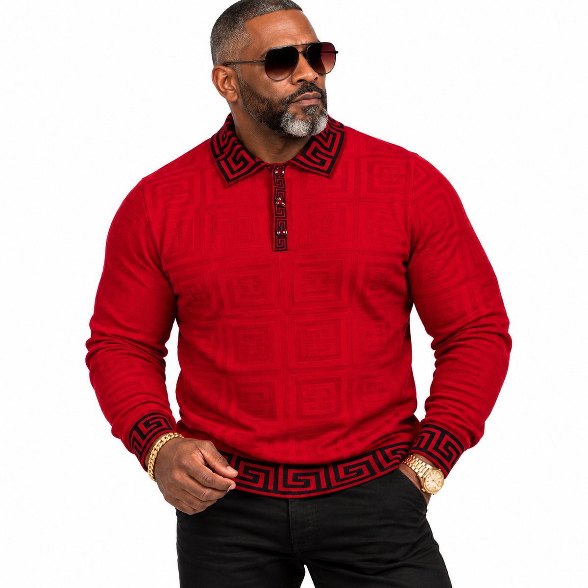Prestige Greek "Halo" Polo Sweater (Red) 457