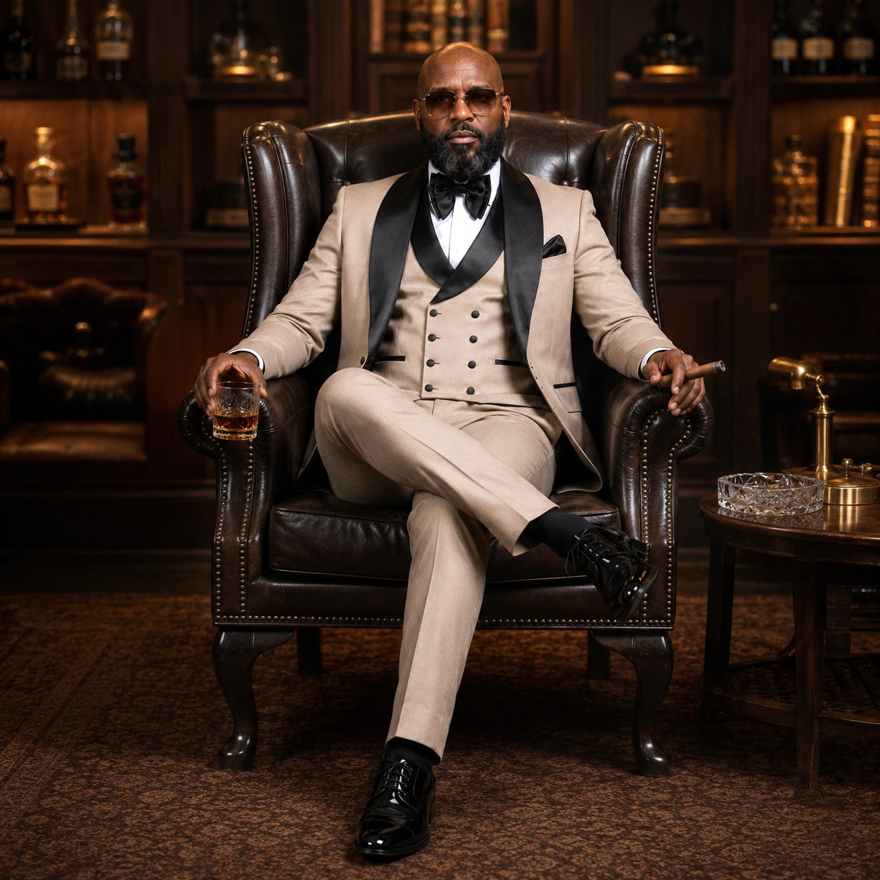 Rossi Man 3 Piece Tuxedo - Stone/Black RM1964