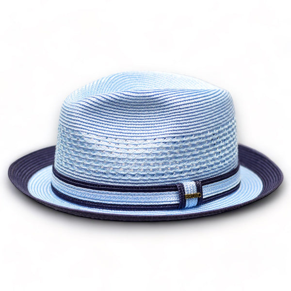 Bruno Capelo Straw Hat "Retro" (Sky/Navy)