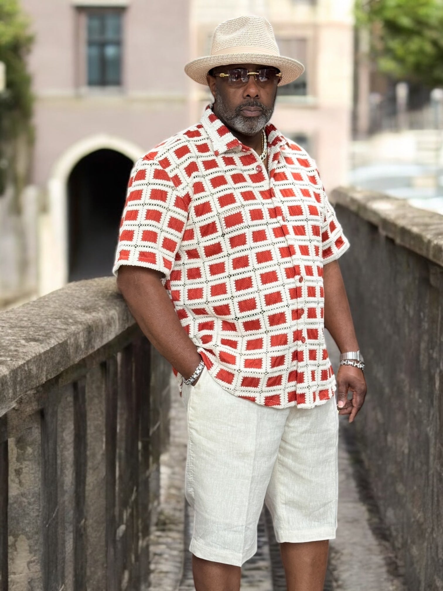 Lanzino "Luxe" Short Sleeve Shirt (Rust) 119