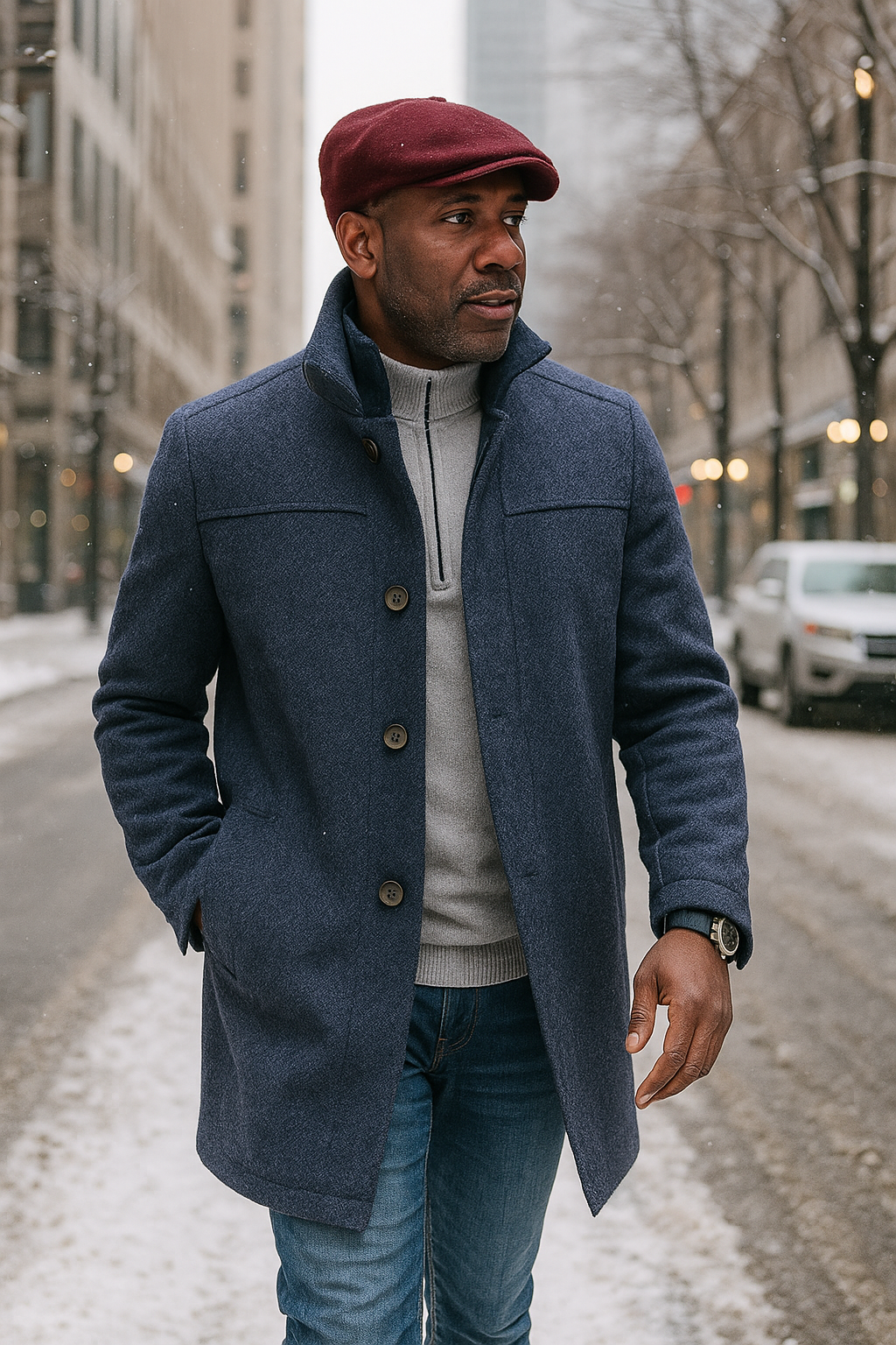 Enzo "Manhattan" Car Coat (Navy)