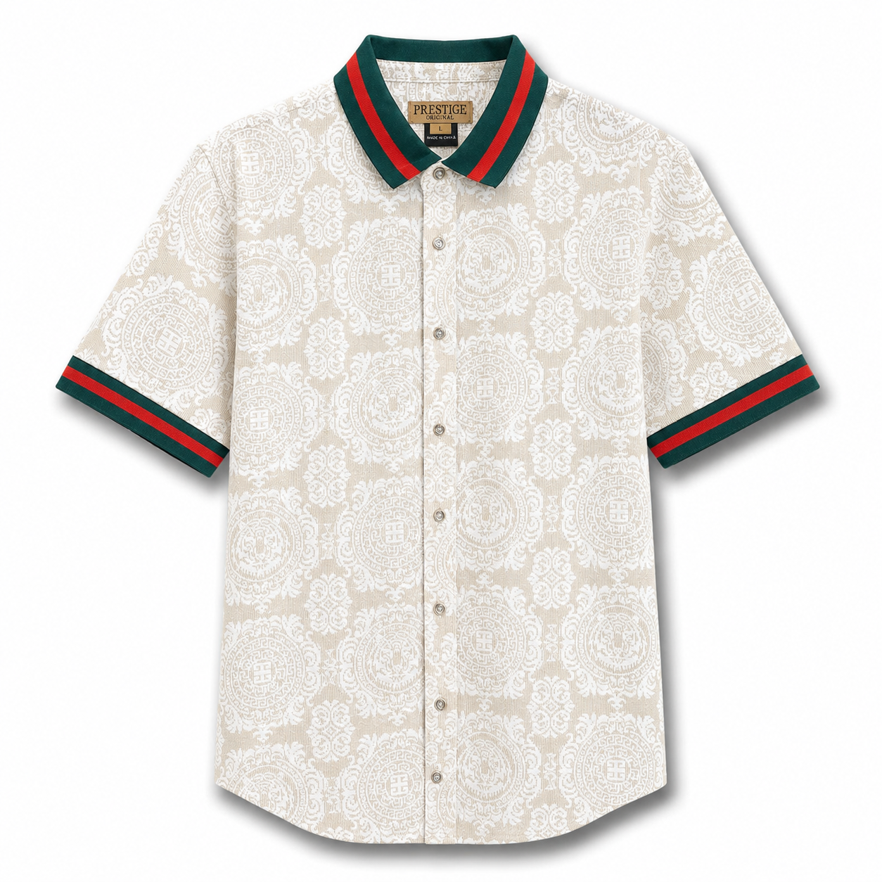 Prestige Designer Lace Shirt (White/Gold) 555