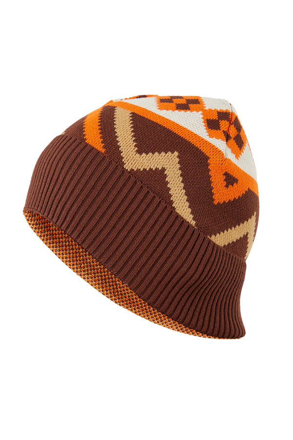 OIM Azteka Beanie Hat (Orange/Cream/Brown)