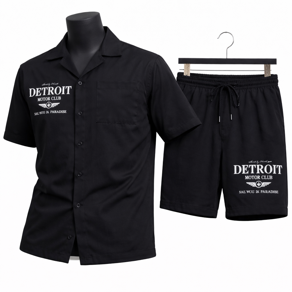 Jordan Craig Men’s Detroit Motor Club Short Set – Black
