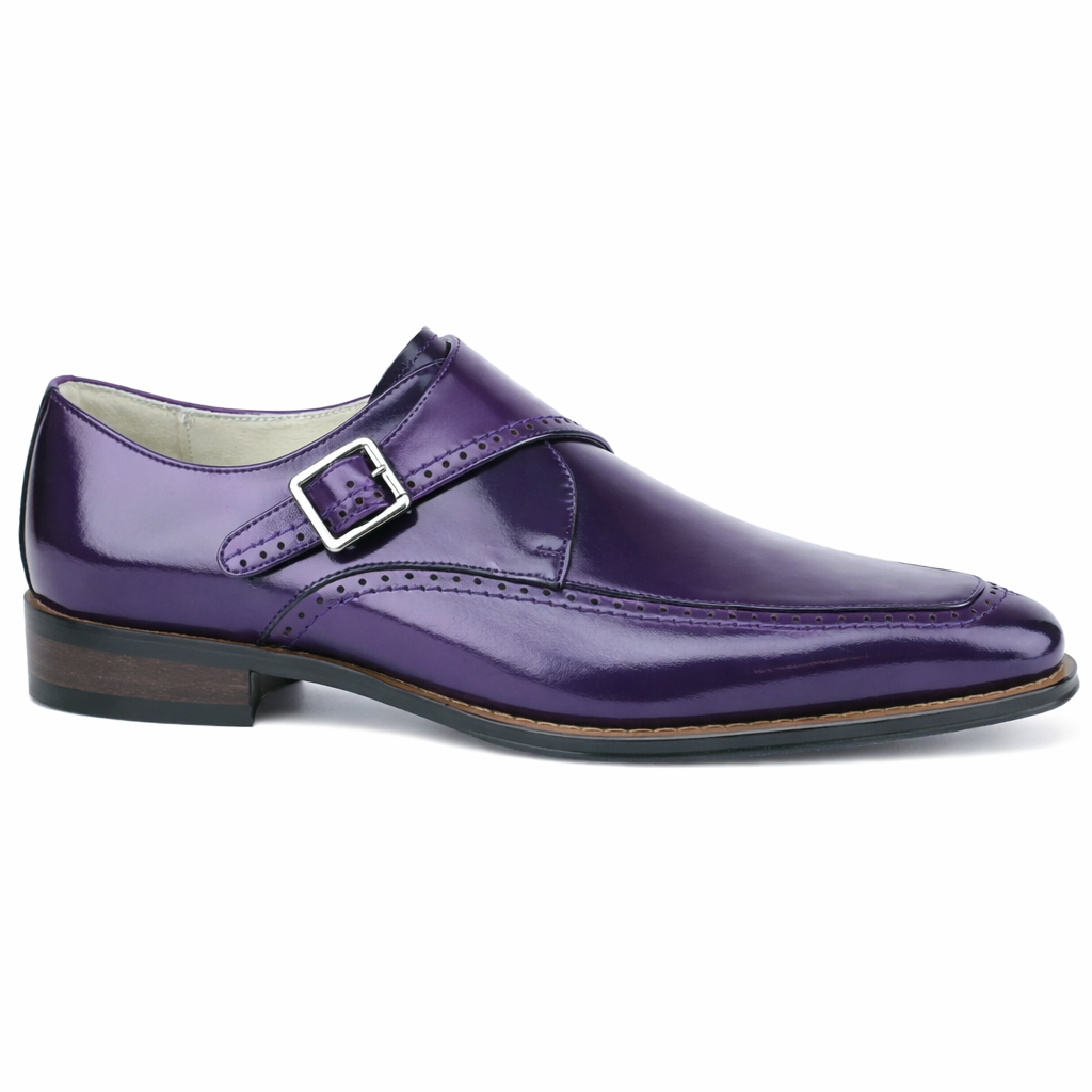 Giovanni Amato Men’s Genuine Leather Monk Strap Dress Shoe - Purple