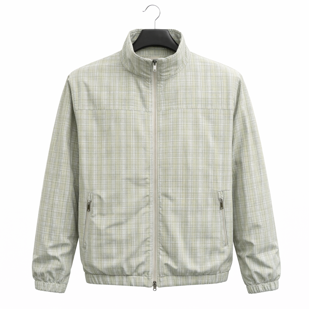 Enzo Men’s Reversible Lightweight Car Coat – Grey / Plaid