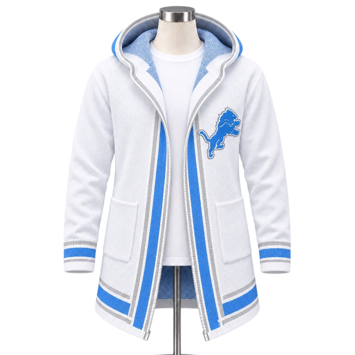 Detroit Edition ¾-Length Sweater Cardigan – OIM White