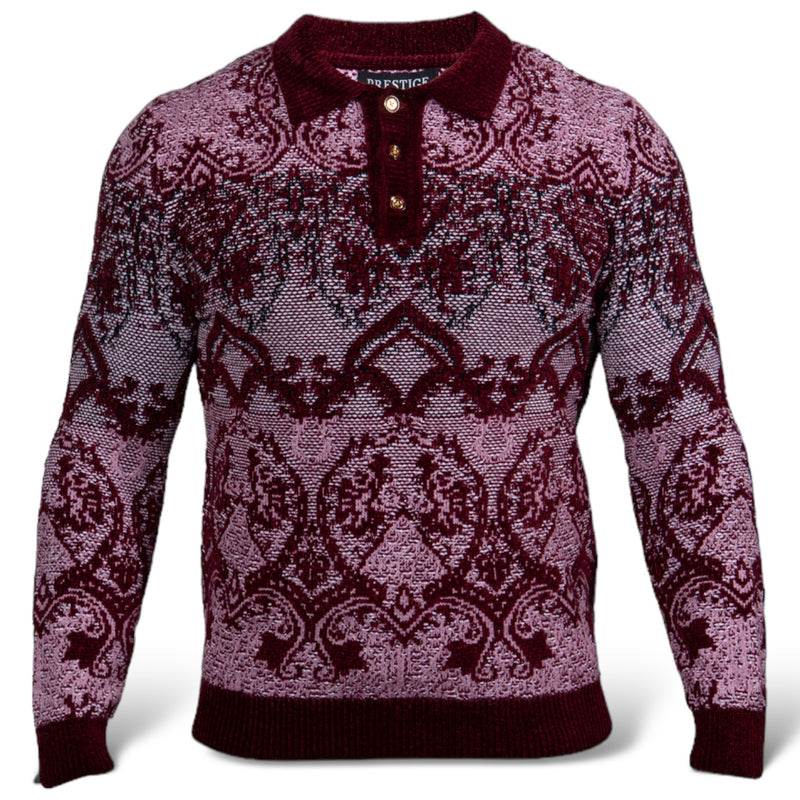 Prestige "Chenille" Polo Sweater (Wine) 511