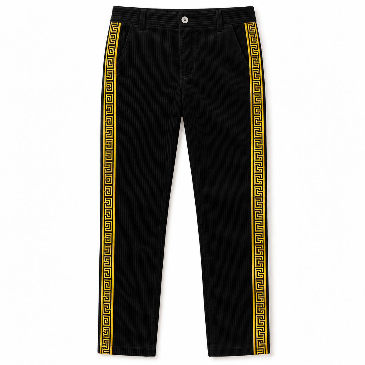 Prestige Greek Key Corduroy Pant (Black/Gold)