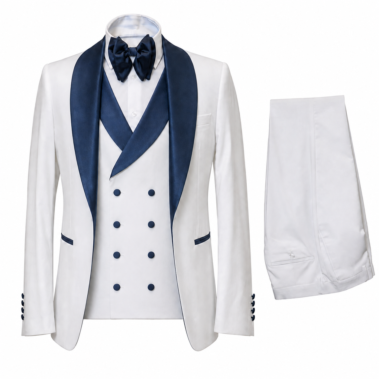 Rossi Man 3 Piece Tuxedo - Navy/White RM1961