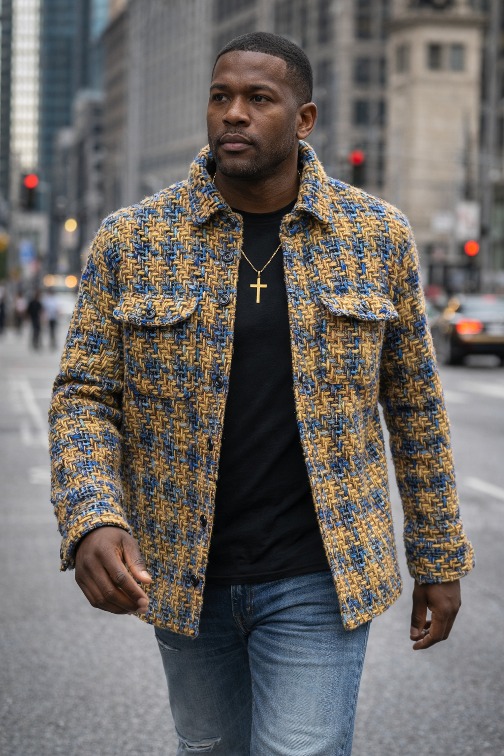 Lanzino Shirt Jacket (Navy/Gold)