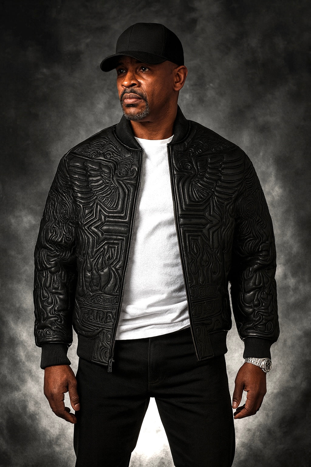 Graphic Bomber Jacket (Black)