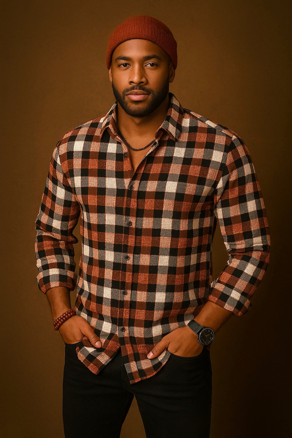 Lanzino "Stitched" Shirt (Rust/Black)