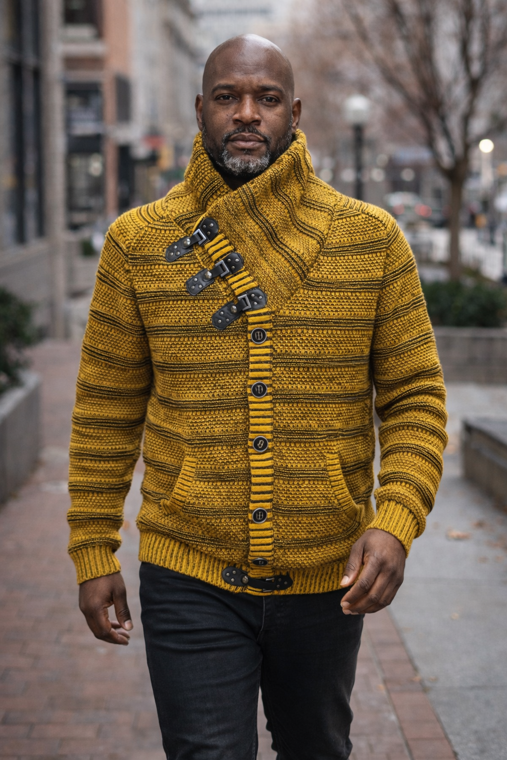 Lcr High Collar Sweater (Mustard/Black) 0912C5