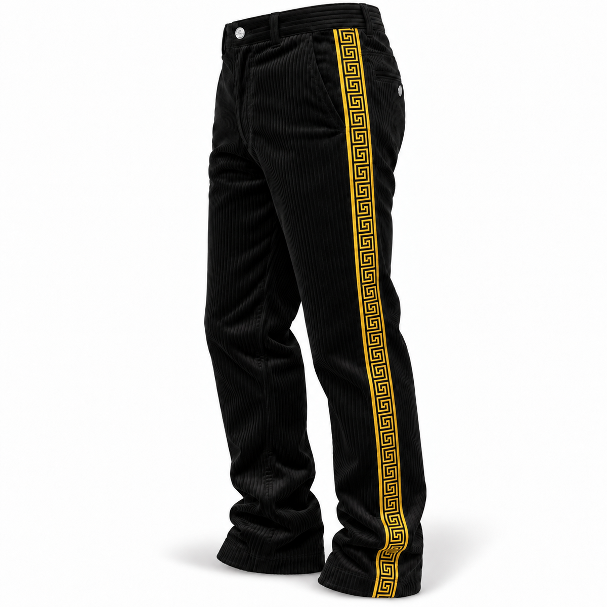 Prestige Greek Key Corduroy Pant (Black/Gold)