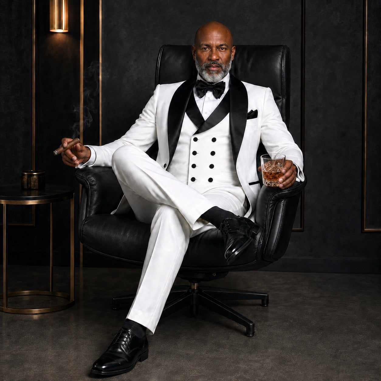 Rossi Man 3 Piece Tuxedo - Black/White RM1960