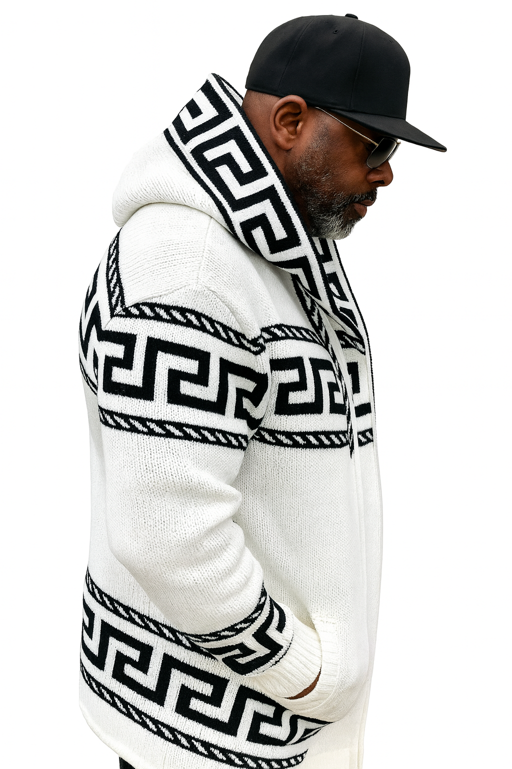 OIM "King" Cardigan 3/4 Length Sweater Jacket (White)