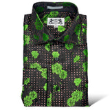 Leoni l/s Button Up (Black/Green)