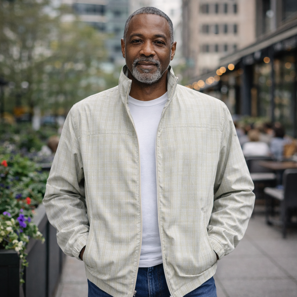 Enzo Men’s Reversible Lightweight Car Coat – Grey / Plaid