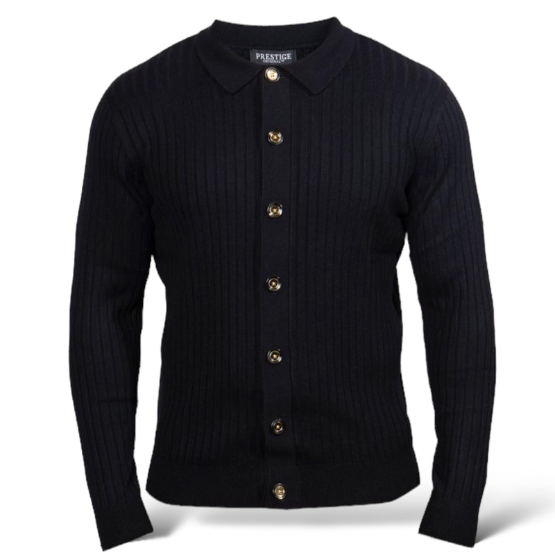 Prestige "Mazkel" Button Up Sweater (Black) 292