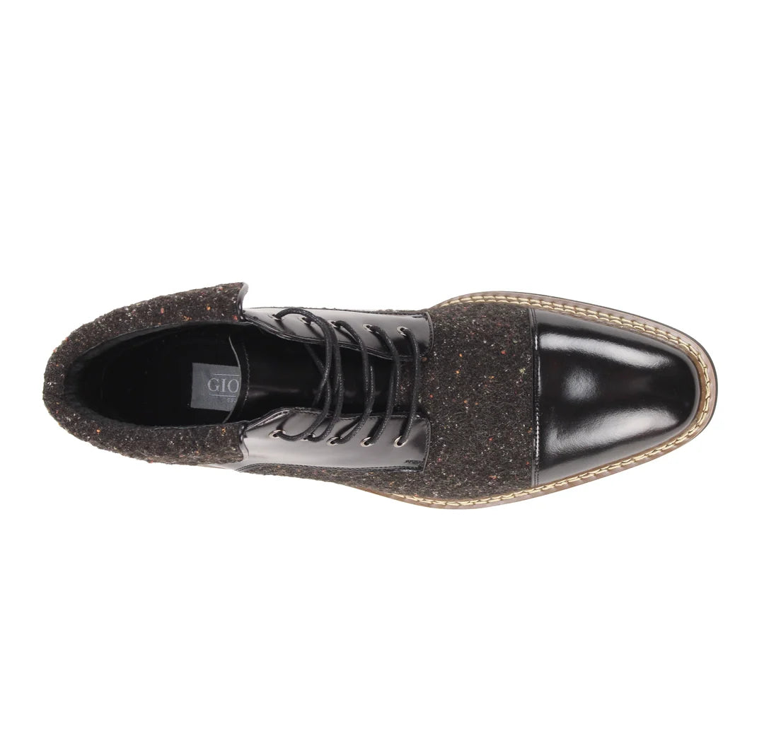 Giovanni Stuart Textured Cap Toe Leather Boots – Black