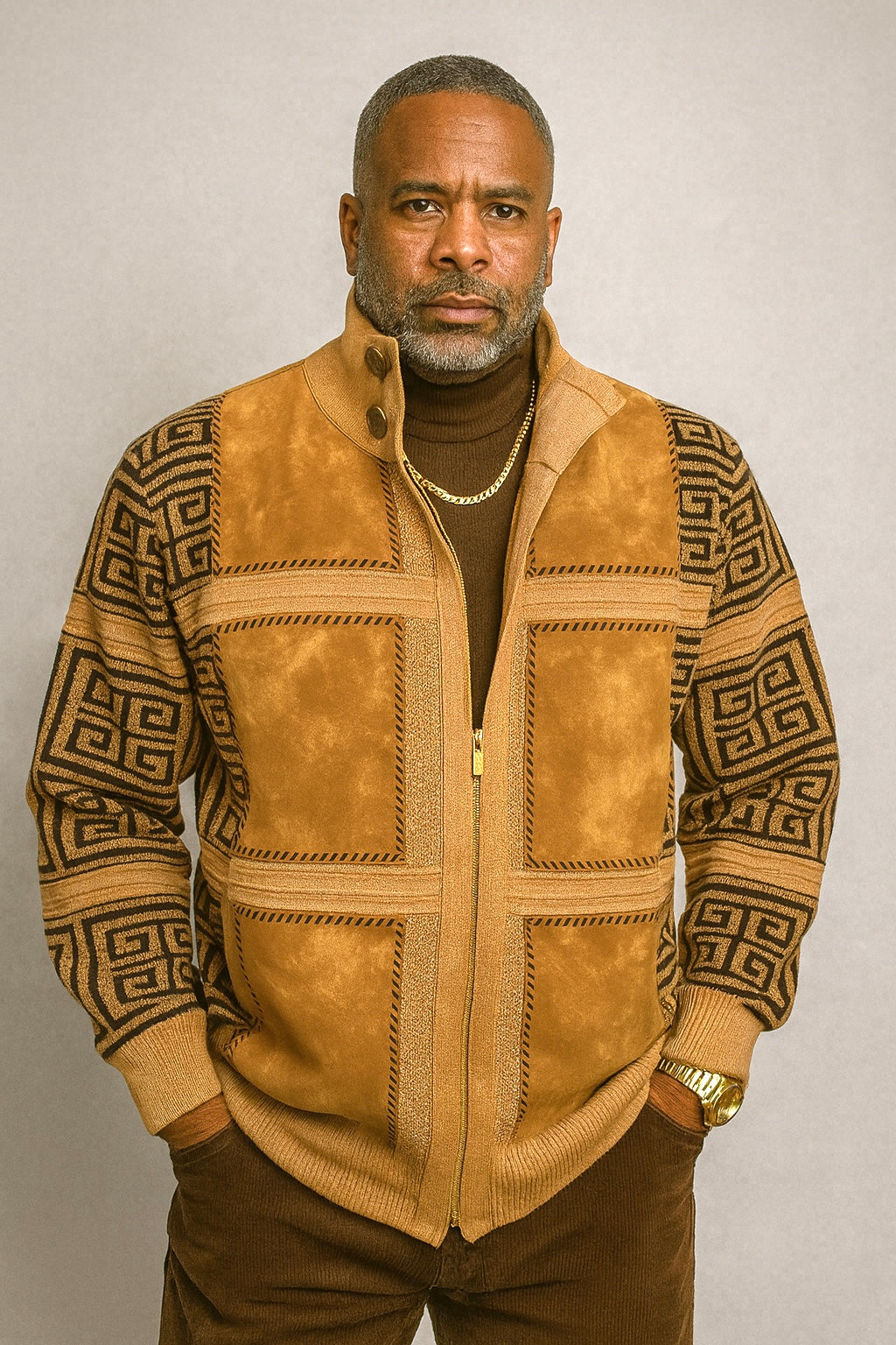 Silversilk Sweater Jacket (Gold/Brown) 11012