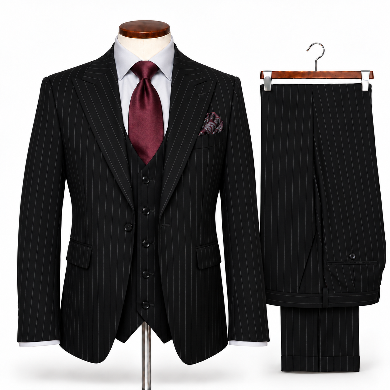 Rossi Man Black Modern Fit 3-Piece Vested Suit - TOMRM1872