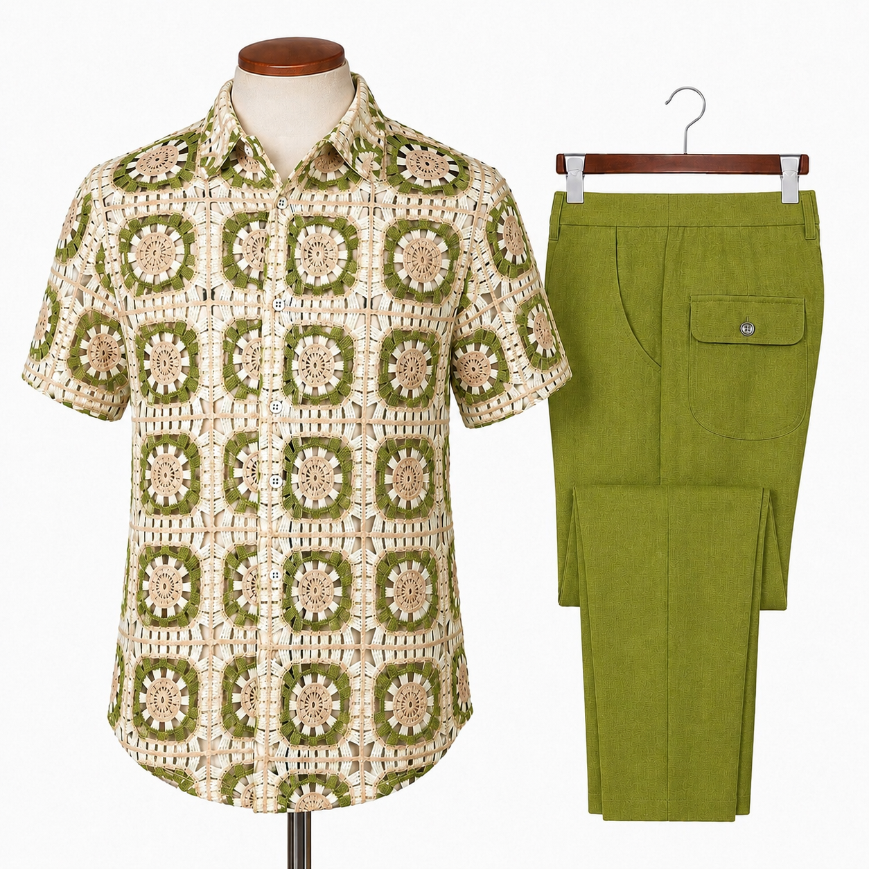 Lanzino Monte Carlo Shirt Pant Set – Green