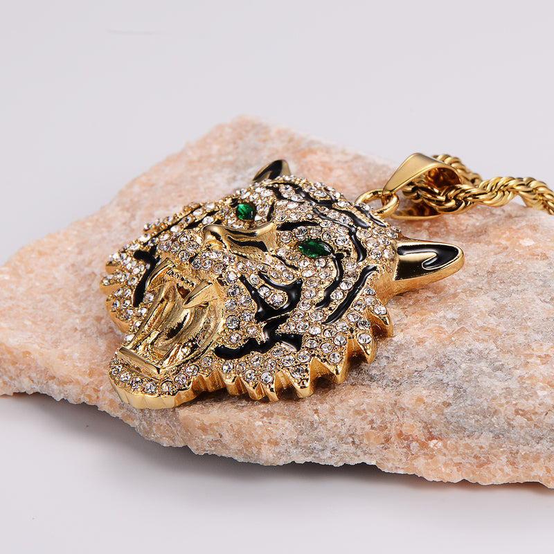 KALIKO "Tiger Eye" Rope Chain + Pendant (Gold) 033