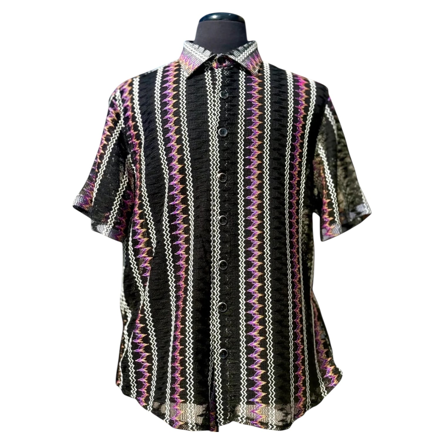 Lanzino "Woven" Short Sleeve Shirt (Black) 117