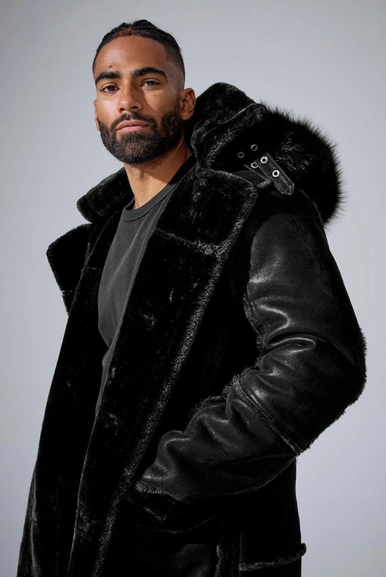 Jordan Craig Shearling Coat (Jet Black)