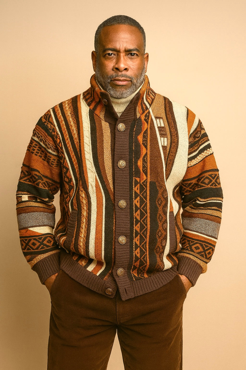 Siversilk Button Down Sweater (Brown) 12014