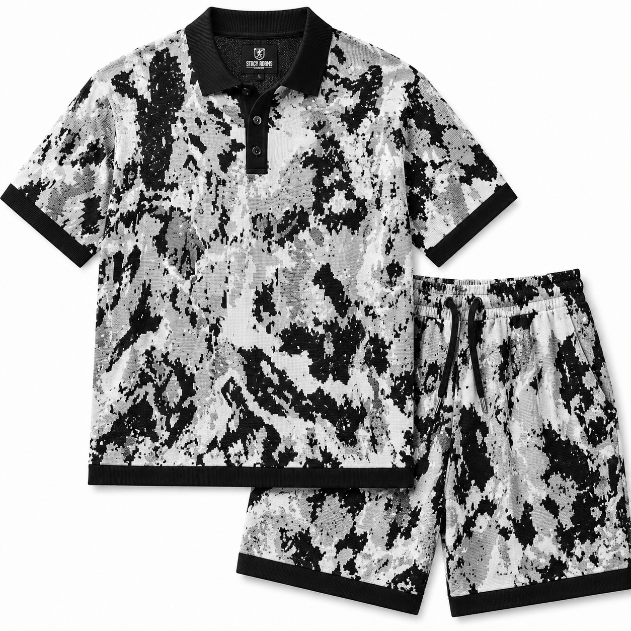 Men’s Jacquard Shorts Set – Relaxed Fit – Black 91031