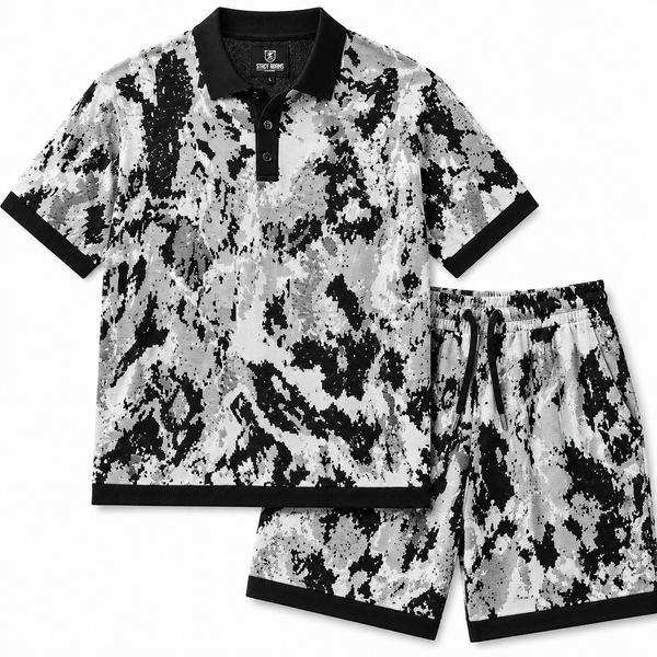 Men's Jacquard Shorts Set – Relaxed Fit – Black 91031