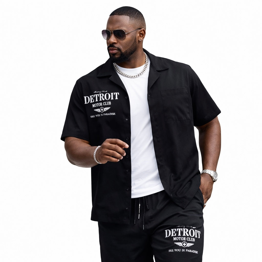 Jordan Craig Men’s Detroit Motor Club Short Set – Black