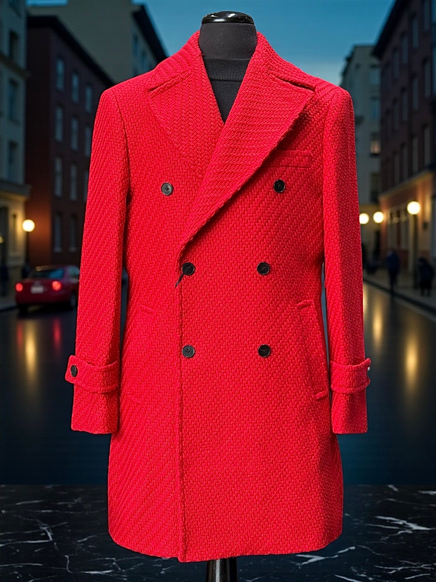 Cigar "Caskade" 3/4 Woven DB Peacoat (Fire Red)