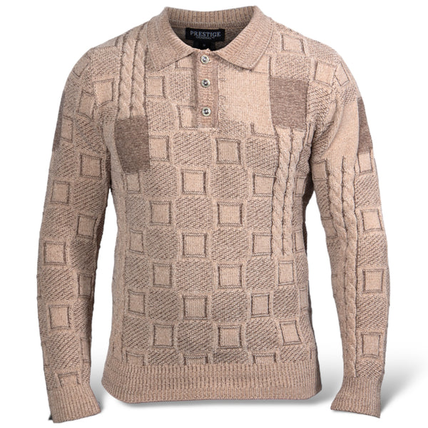 Prestige "Chenille" Polo Sweater (Tan) 518