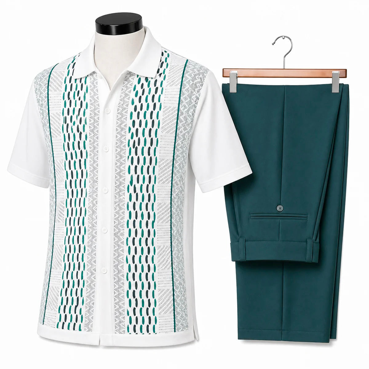 Silversilk Men’s 2-Piece Walking Suit – Knit Set – Teal 21015
