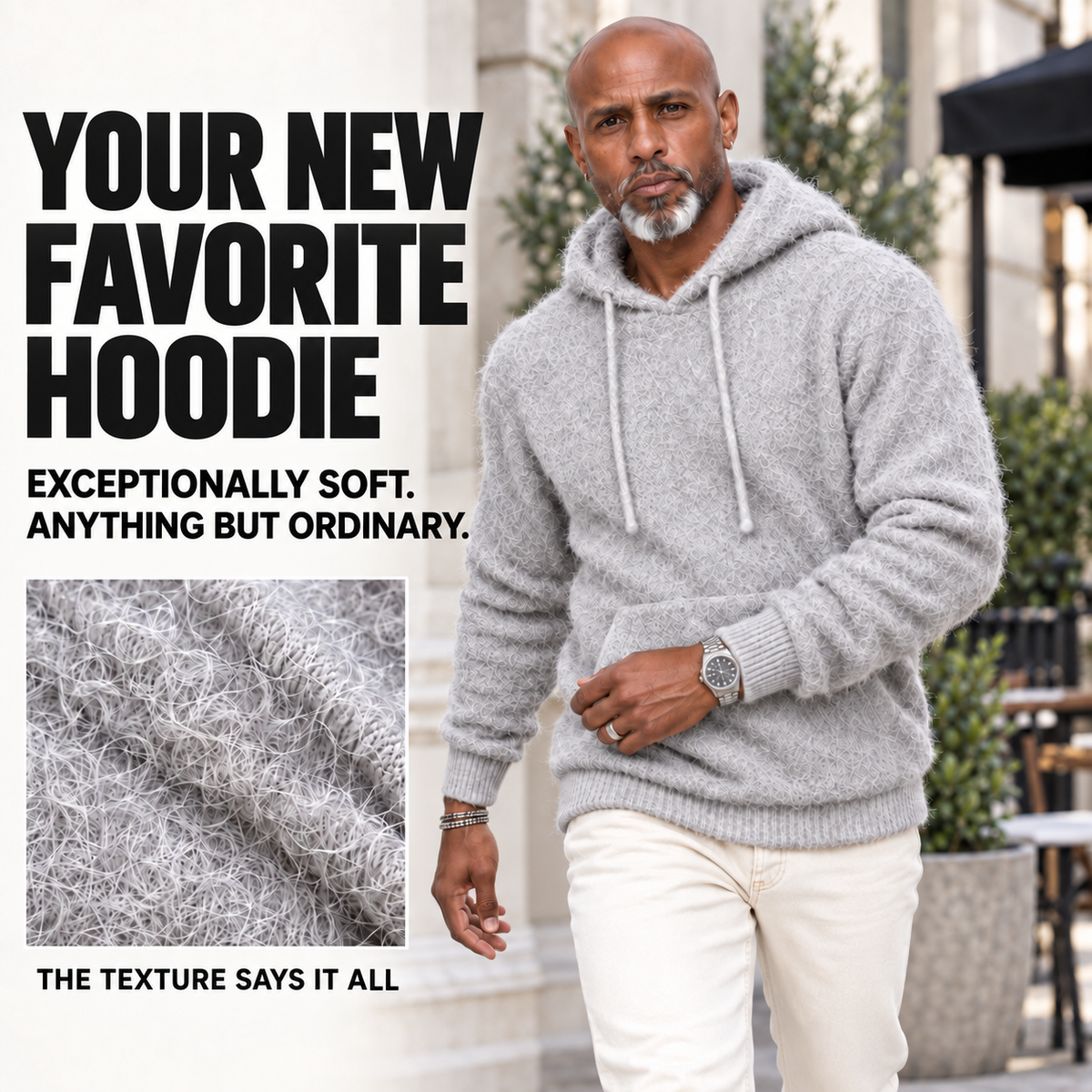 OIM Men’s Signature Textured Pullover Hoodie - Gray